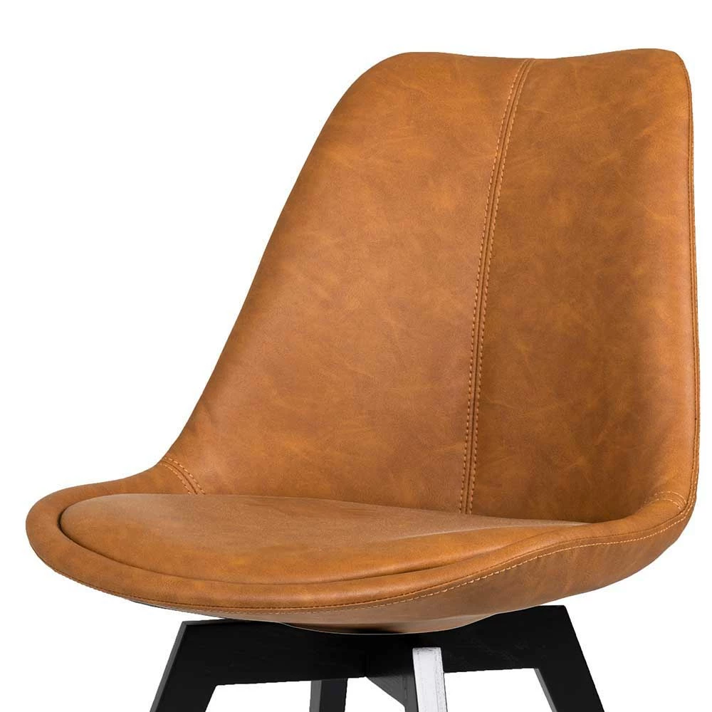 Esstischstuhl In Cognac Braun Kunstleder Sucaeva Mit Eiche Gestell Schwarz (2er Set) - Image 4