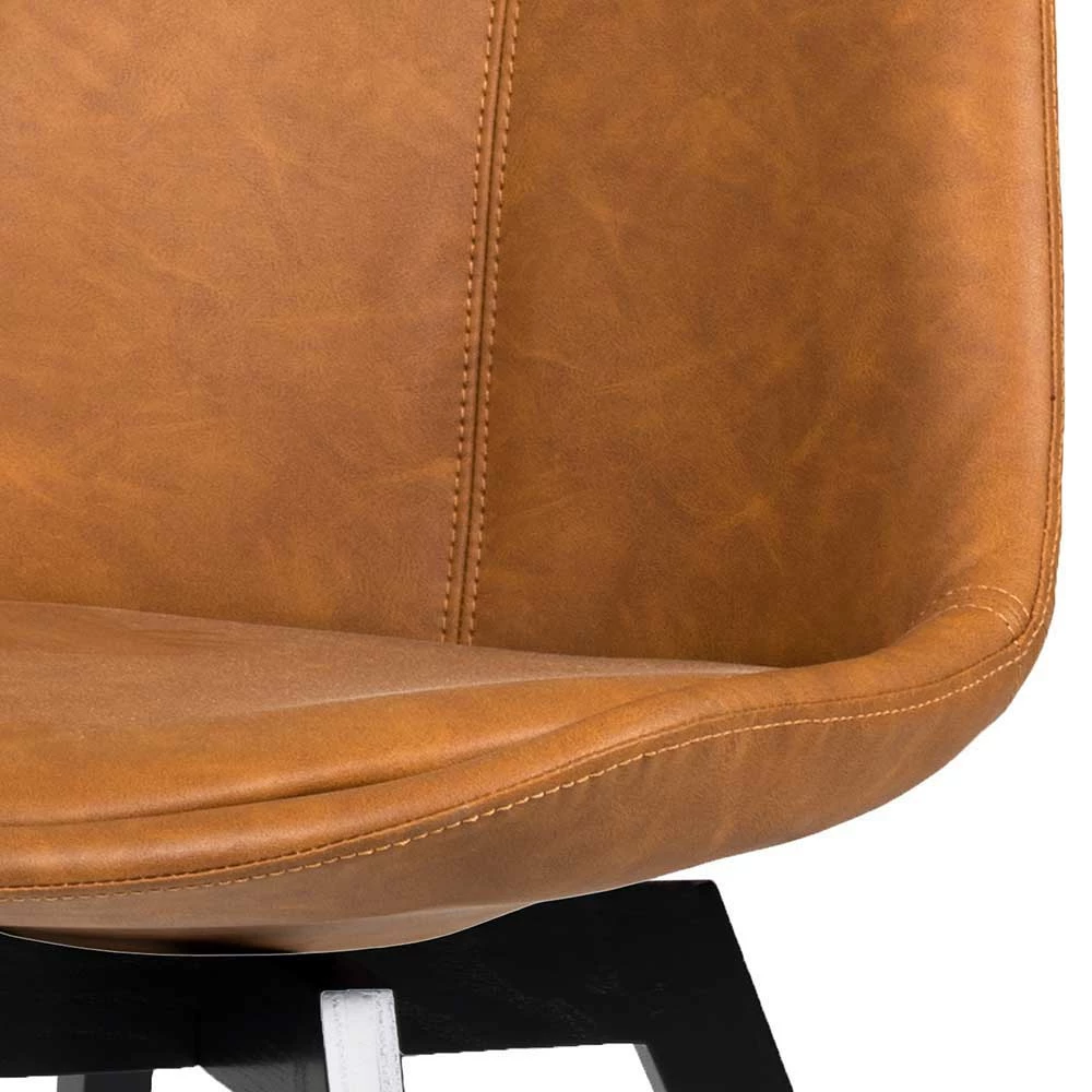 Esstischstuhl In Cognac Braun Kunstleder Sucaeva Mit Eiche Gestell Schwarz (2er Set) - Image 5