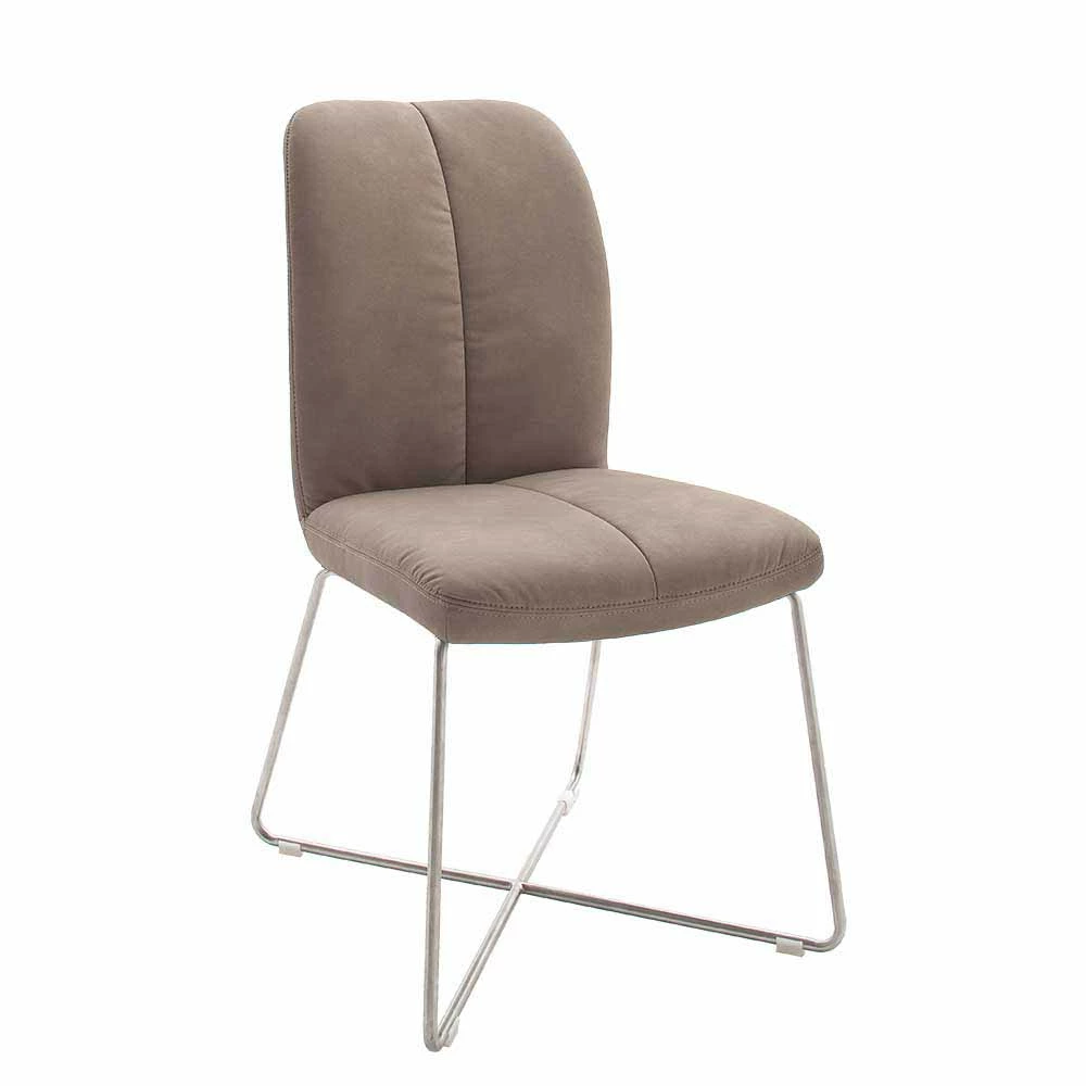Esstischstuhl In Kunstleder Schlammfarben Senza Mit X-Form-Gestell Edelstahl (2er Set) - Image 2