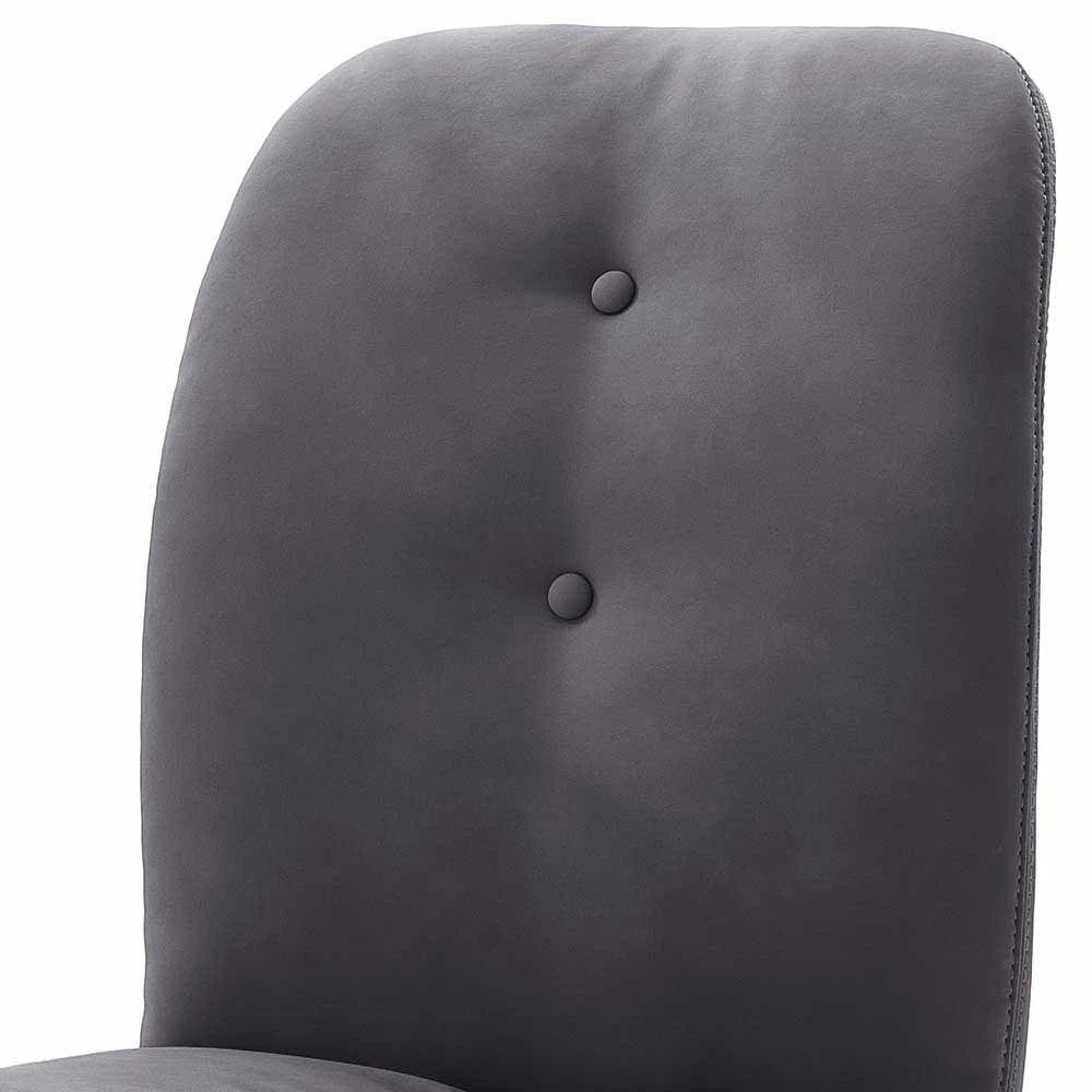 Esstischstuhl Mit Dünnen X-Kufen Aus Edelstahl Galiana & Kunstleder Grau (2er Set) - Image 3