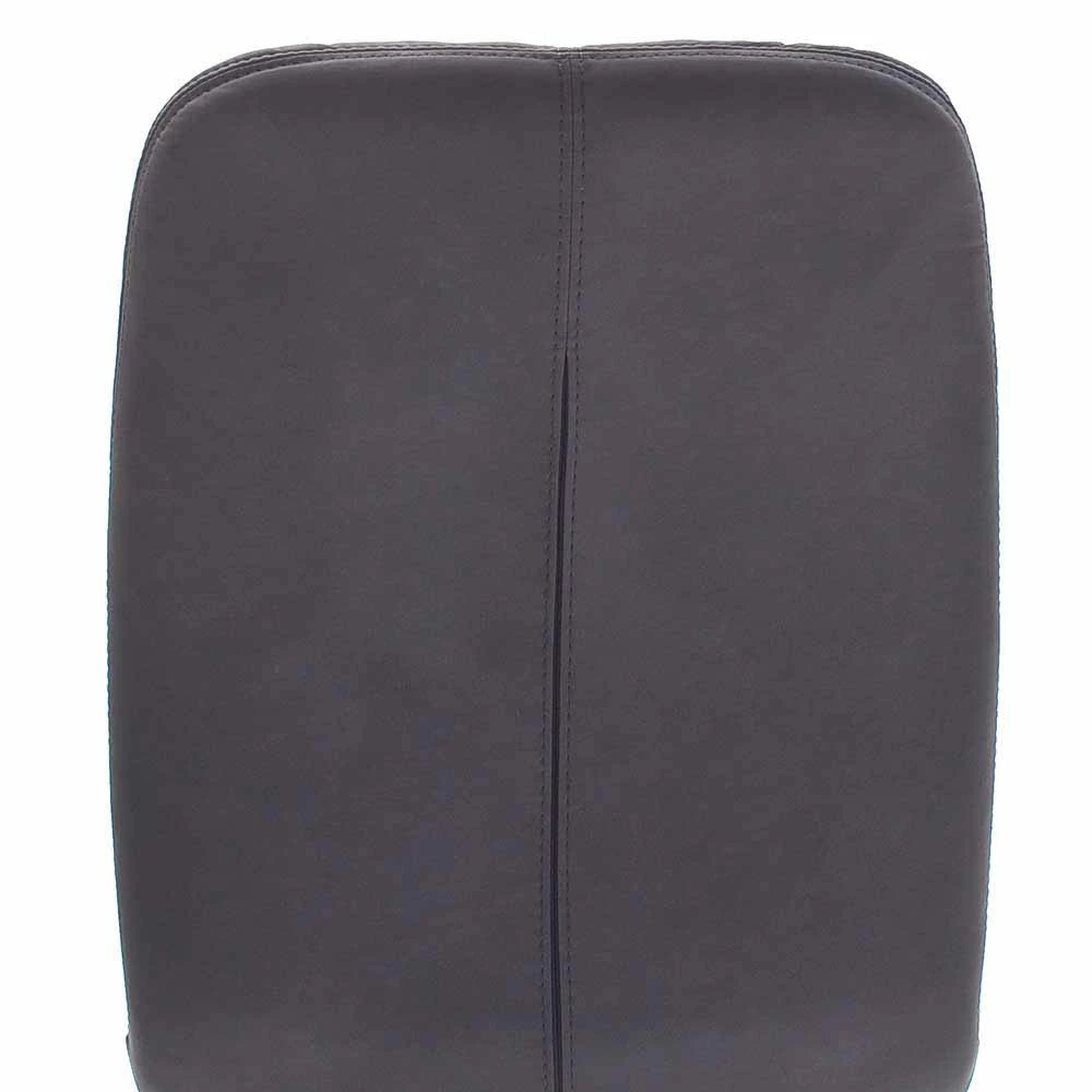 Esstischstuhl Mit Dünnen X-Kufen Aus Edelstahl Galiana & Kunstleder Grau (2er Set) - Image 5