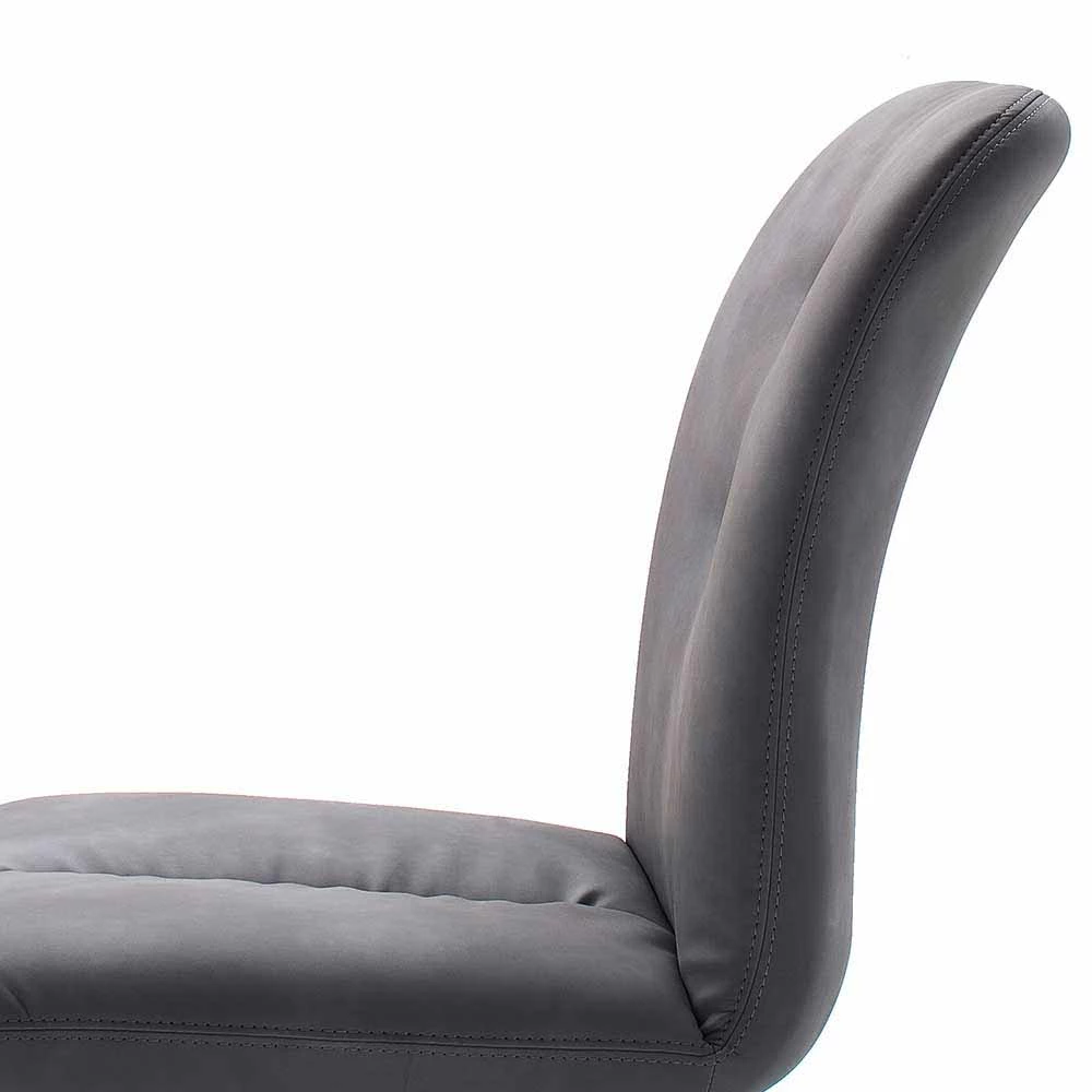 Esstischstuhl Mit Dünnen X-Kufen Aus Edelstahl Galiana & Kunstleder Grau (2er Set) - Image 6