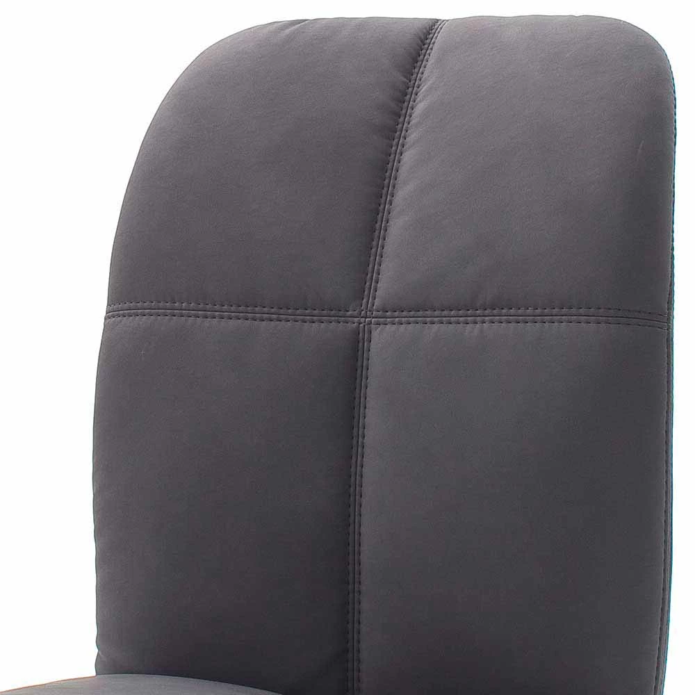Esszimmer Polsterstuhl Mit Edelstahl Anthrazit Top & Grauem Kunstleder (2er Set) 5 Esszimmer Polsterstuhl Mit Edelstahl Anthrazit Top & Grauem Kunstleder (2er Set) - Image 3