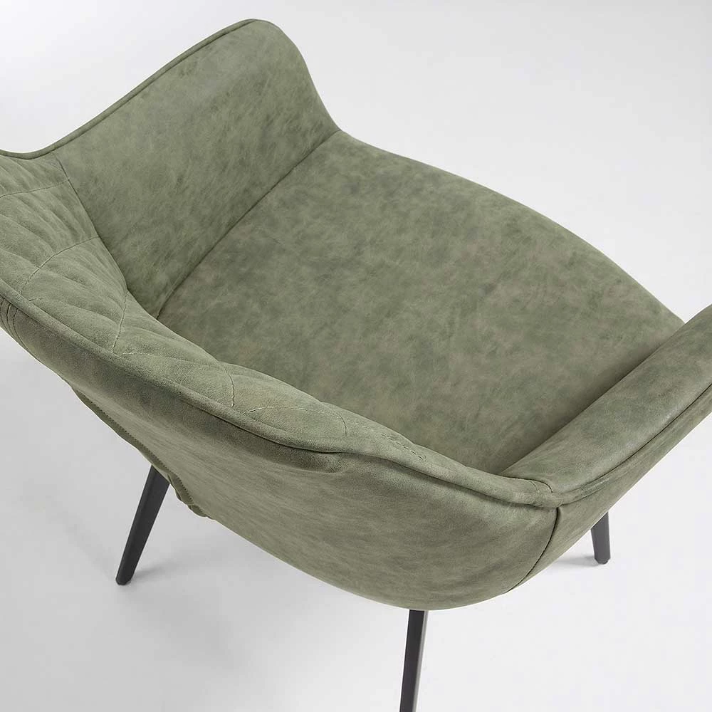 Esszimmer Sessel Edimura In Kunstleder Grün (2er Set) 6 Esszimmer Sessel Edimura In Kunstleder Grün (2er Set) - Image 4