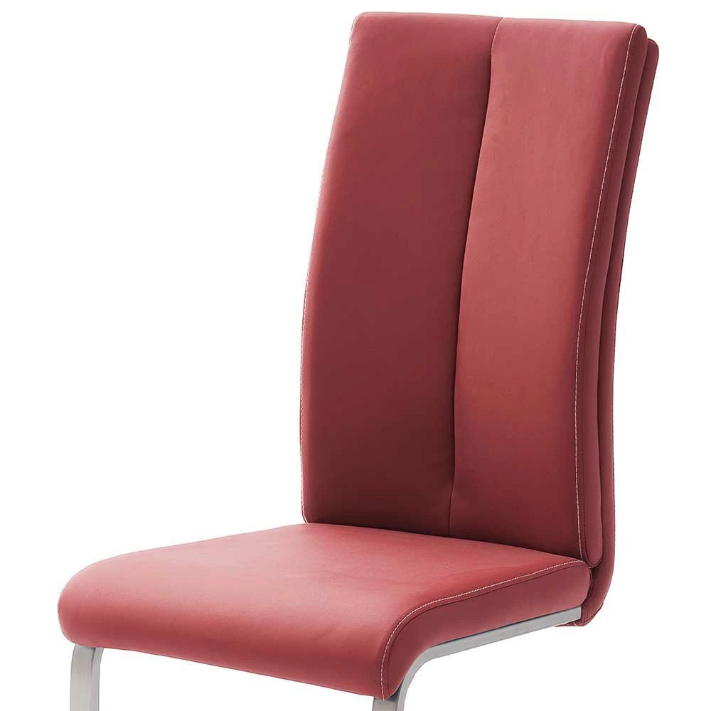 Esszimmerstuhl Als Freischwinger In Dunklem Rot Lioberta Kunstleder (4er Set) - Image 4