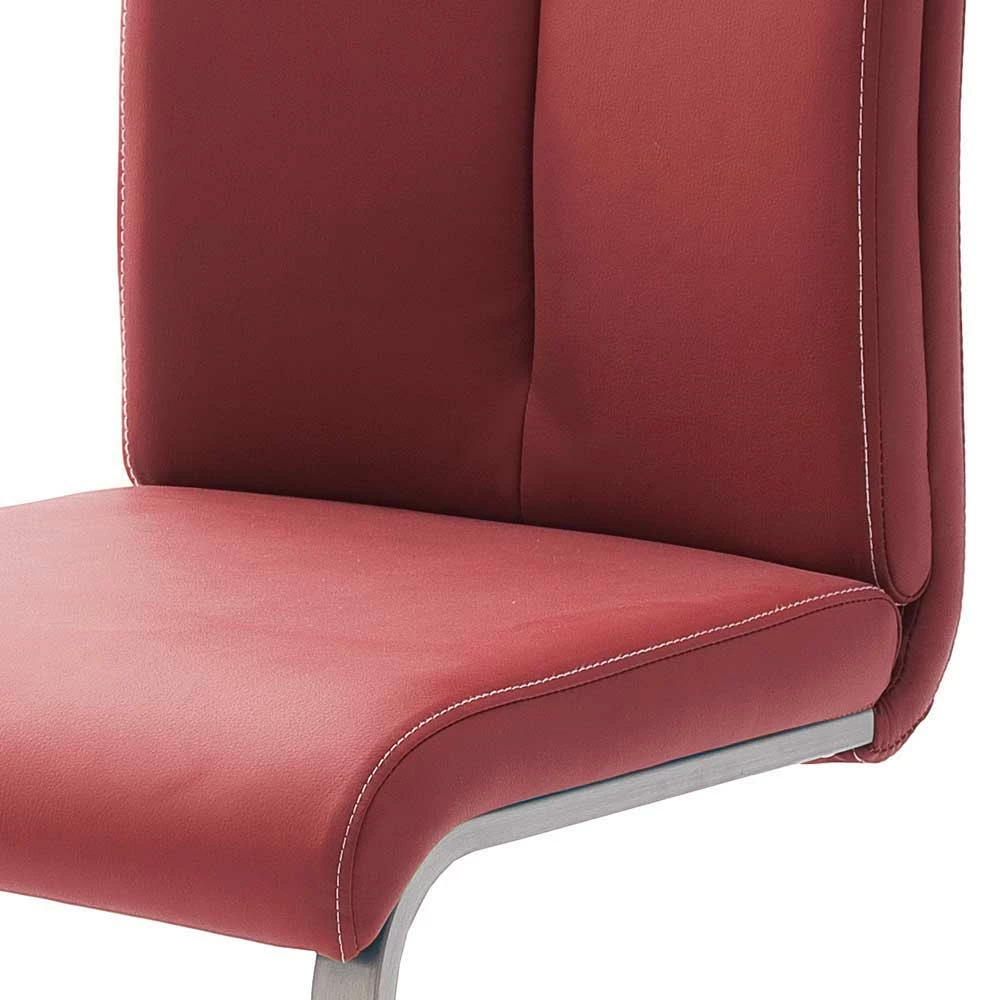 Esszimmerstuhl Als Freischwinger In Dunklem Rot Lioberta Kunstleder (4er Set) - Image 5