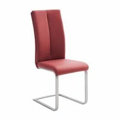 Esszimmerstuhl Als Freischwinger In Dunklem Rot Lioberta Kunstleder (4er Set)
