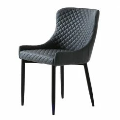 Esszimmerstuhl In Grau Samtbezug - Saguni (2er Set)