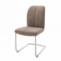 Esszimmerstuhl In Kunstleder Schlamm Lenarus Mit Schwingfuß Edelstahl (2er Set)