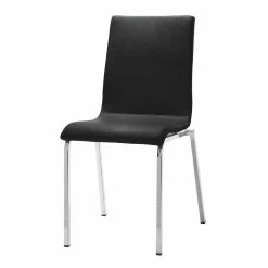 Esszimmerstuhl Mit Kunstledersitz In Schwarz - Marine