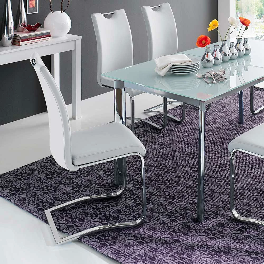 Esszimmerstuhl Set Cäsar In Weiß Chrom (4er Set) - Image 2