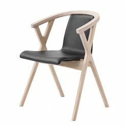 Exklusiver Armlehnstuhl Mit Leder Schwarz - Lenala