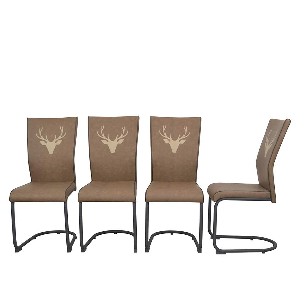 Freischwinger In Braun Mit Hirsch - Lyone (4er Set) - Image 2