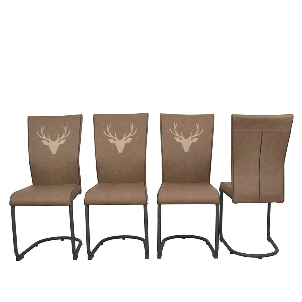 Freischwinger In Braun Mit Hirsch - Lyone (4er Set) - Image 3