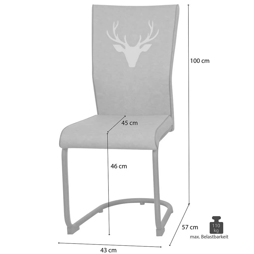 Freischwinger In Braun Mit Hirsch - Lyone (4er Set) - Image 4
