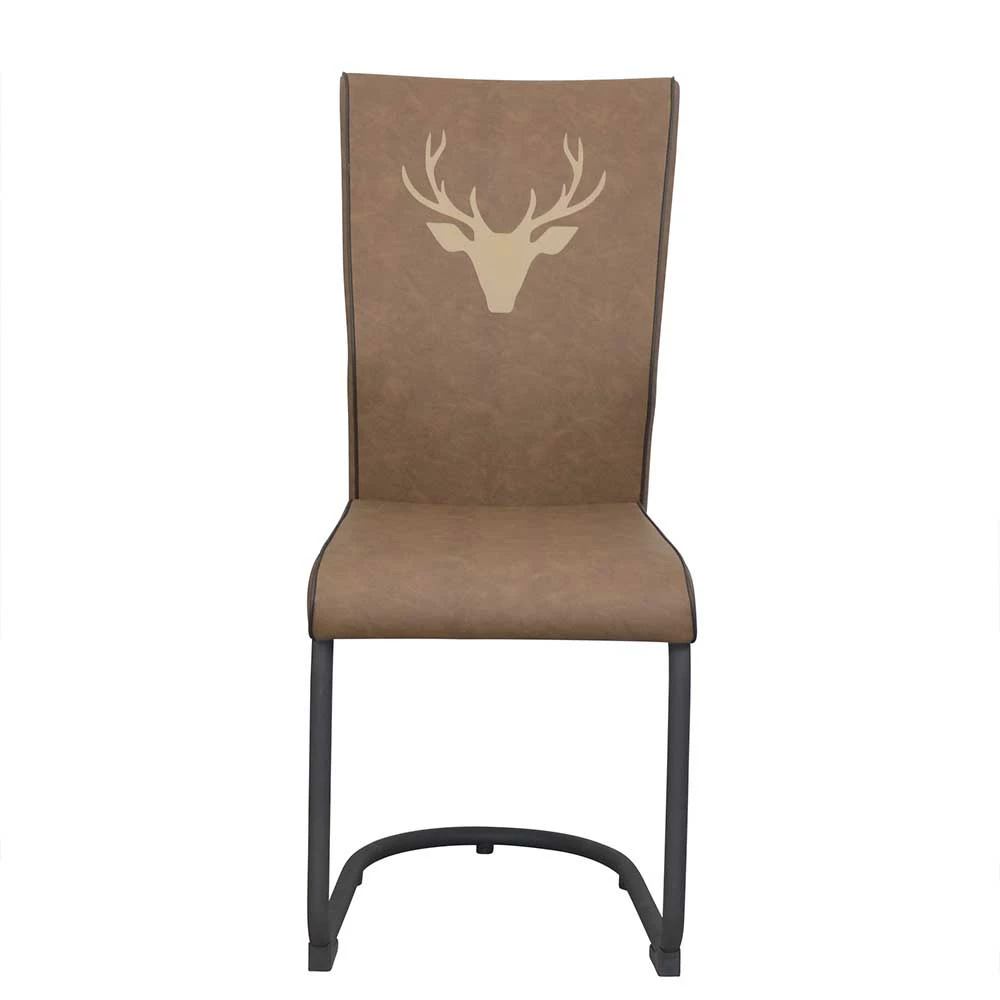 Freischwinger In Braun Mit Hirsch - Lyone (4er Set)