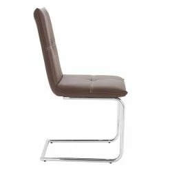 Freischwinger In Braun Mit Kontrastnähten - Emra (2er Set) -Malott-Shop freischwinger in braun mit kontrastnaehten aus kunstleder mit chrom emra 02