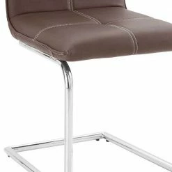 Freischwinger In Braun Mit Kontrastnähten - Emra (2er Set) -Malott-Shop freischwinger in braun mit kontrastnaehten aus kunstleder mit chrom emra 05