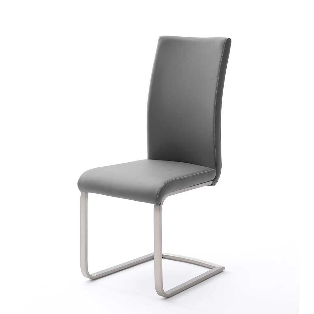 Freischwinger In Kunstleder Grau Ramia Mit Edelstahl (4er Set) - Image 2