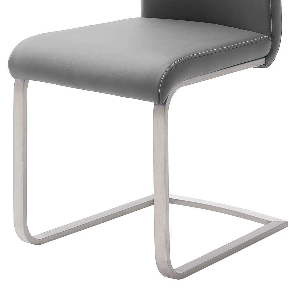 Freischwinger In Kunstleder Grau Ramia Mit Edelstahl (4er Set) - Image 3