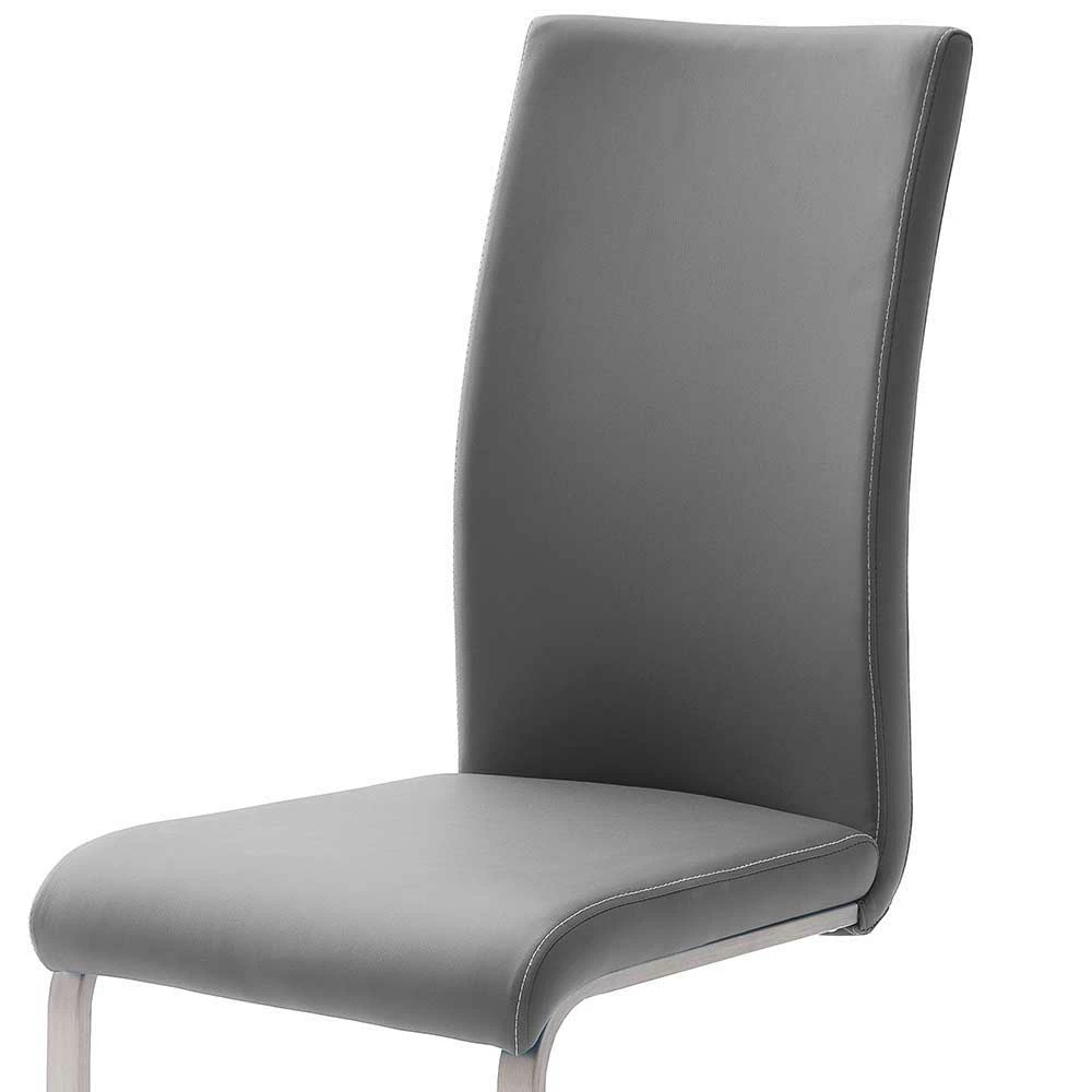 Freischwinger In Kunstleder Grau Ramia Mit Edelstahl (4er Set) - Image 4