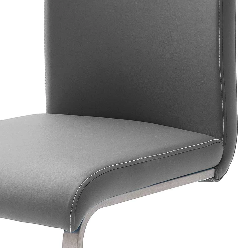 Freischwinger In Kunstleder Grau Ramia Mit Edelstahl (4er Set) - Image 5