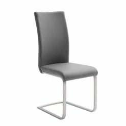 Freischwinger In Kunstleder Grau Ramia Mit Edelstahl (4er Set)