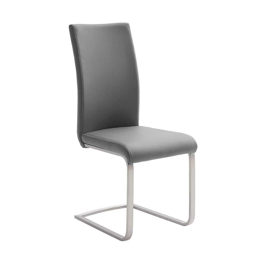 Freischwinger In Kunstleder Grau Ramia Mit Edelstahl (4er Set)