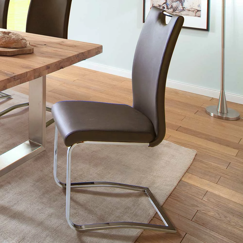 Freischwinger Küchenstuhl In Braun Darinca Kunstleder (4er Set) - Image 6