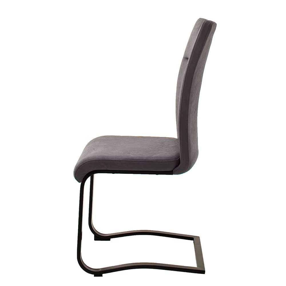 Freischwinger Lederstuhl In Grau - Zylvia (2er Set) - Image 3