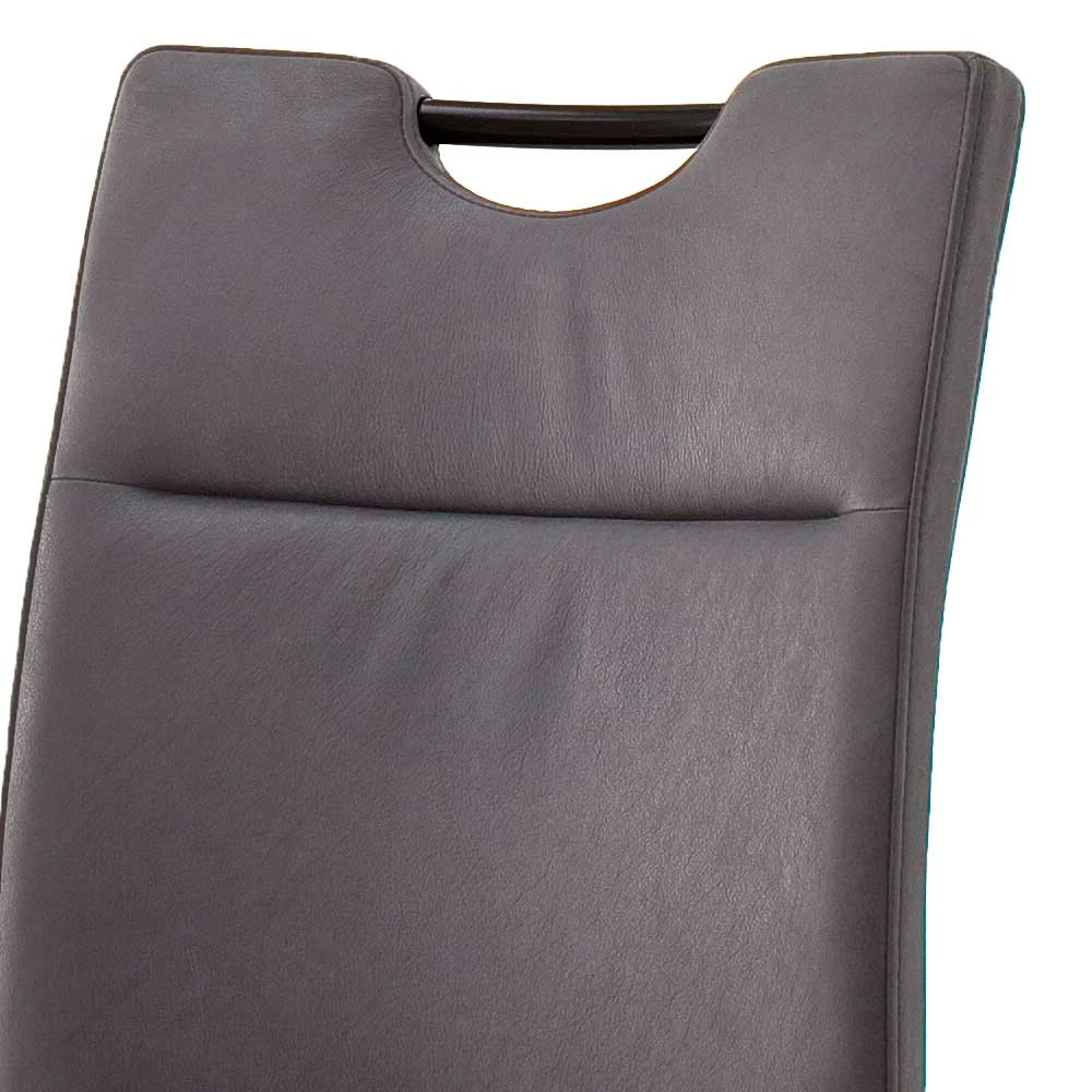 Freischwinger Lederstuhl In Grau - Zylvia (2er Set) - Image 5