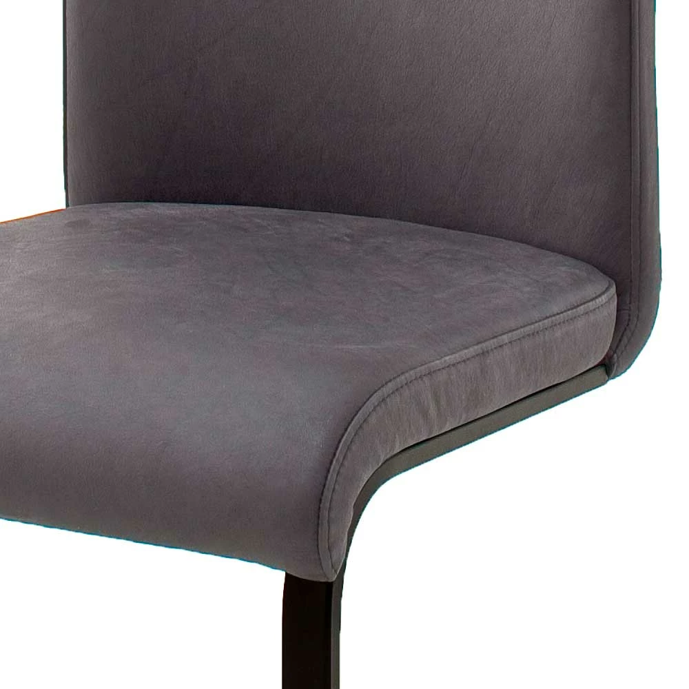 Freischwinger Lederstuhl In Grau - Zylvia (2er Set) - Image 6