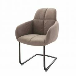 Freischwinger Polstersessel In Schlammfarben Cramania Mit Edelstahl Anthrazit (2er Set)