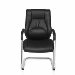 Freischwinger Sessel Aus Leder In Schwarz - Kernudra -Malott-Shop freischwinger sessel aus leder in schwarz mit chromgestell kernudra 02