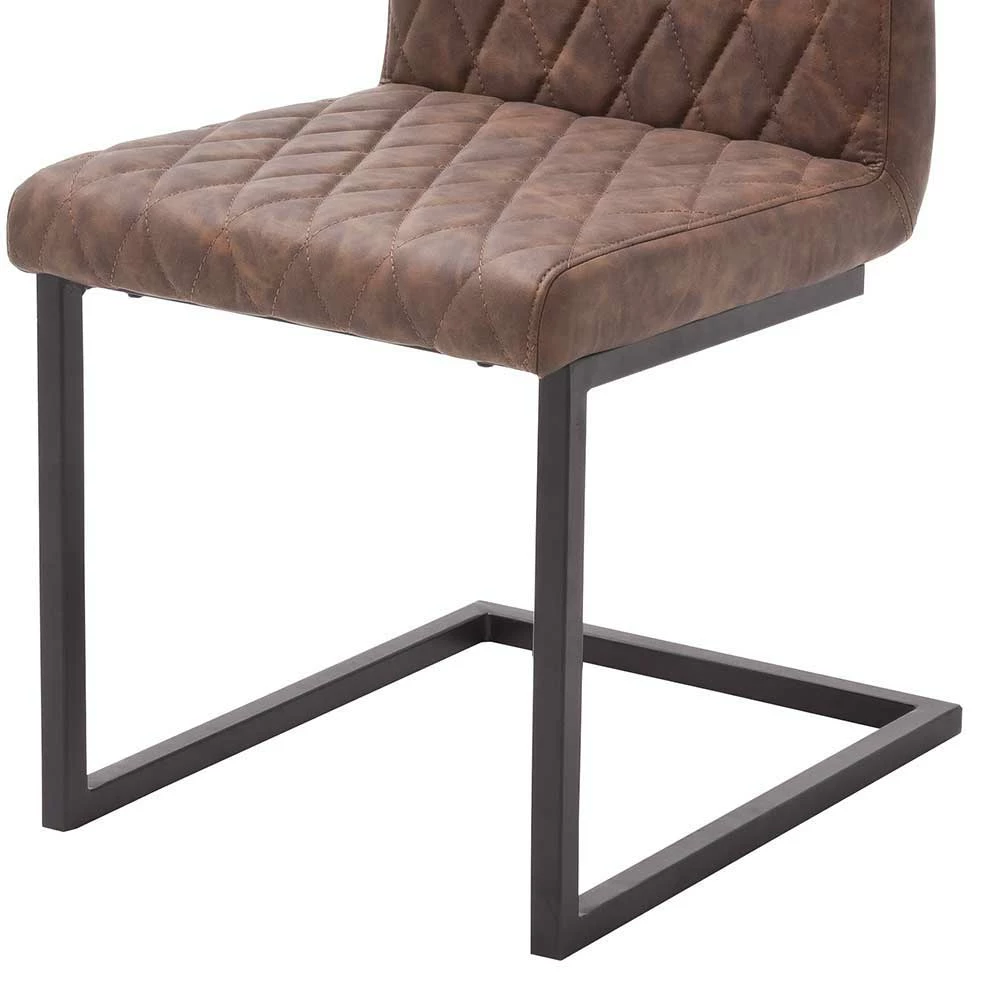 Freischwingerstuhl Mit Vintage Kunstleder Braun Craig & Eisen Schwarz (4er Set) - Image 3