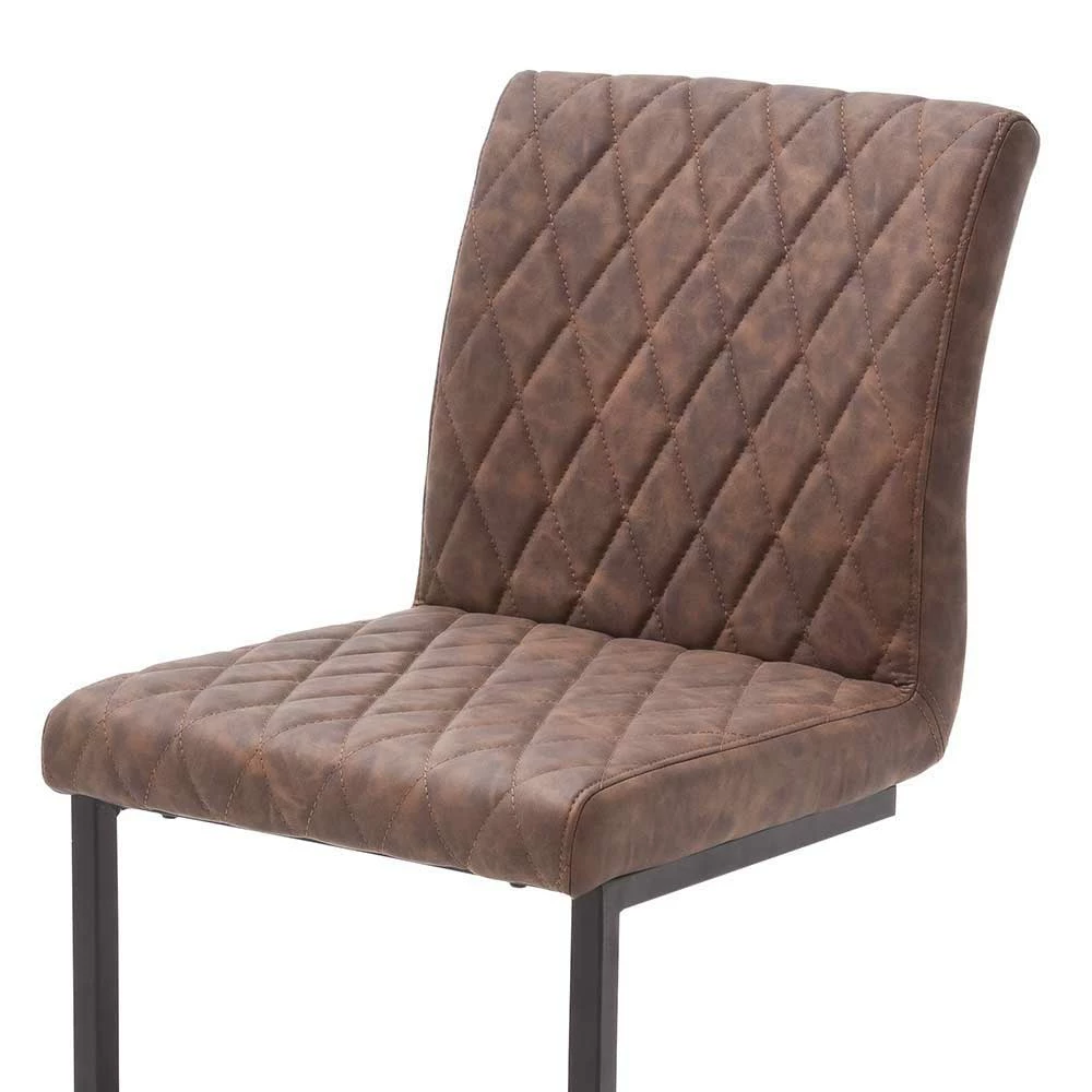 Freischwingerstuhl Mit Vintage Kunstleder Braun Craig & Eisen Schwarz (4er Set) - Image 4