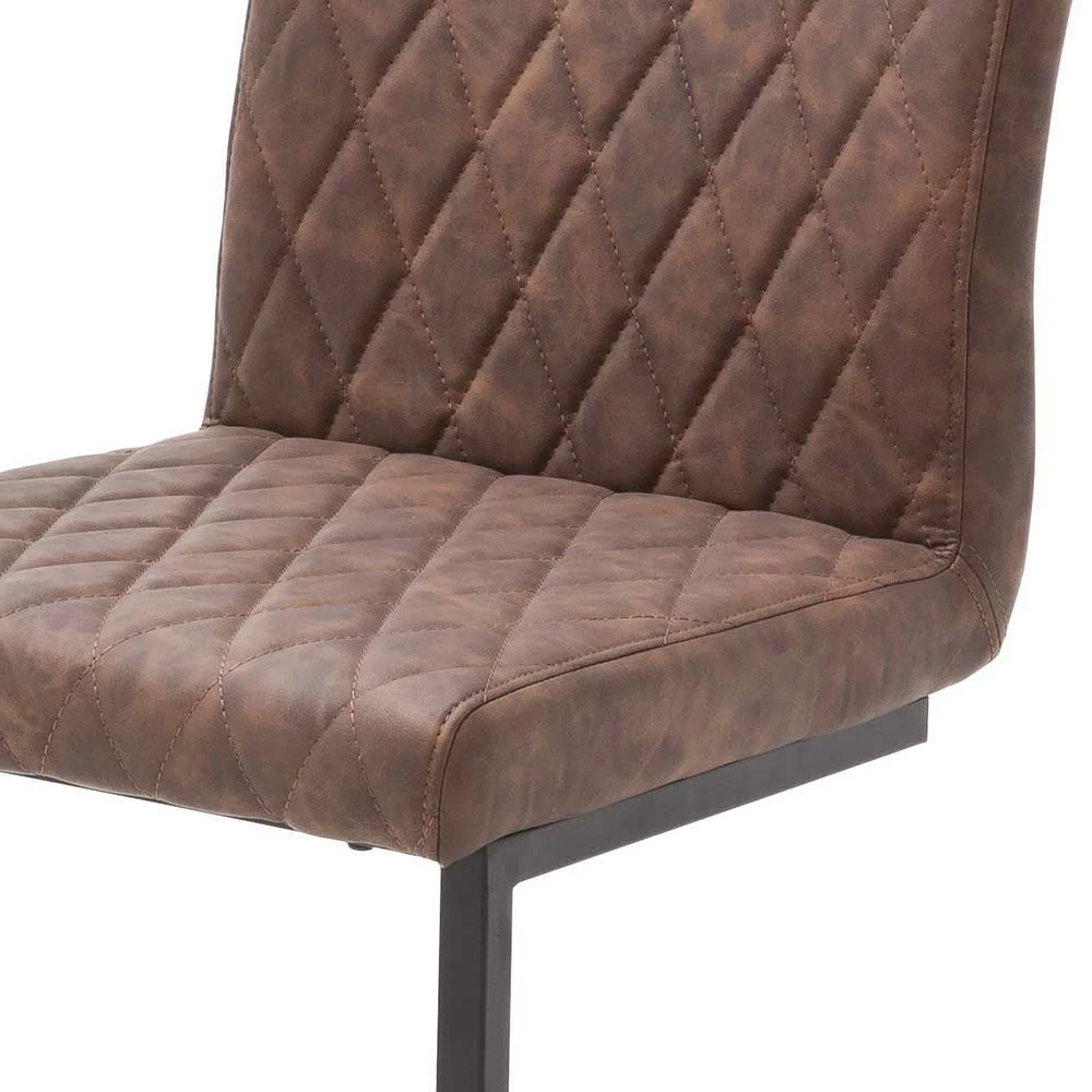 Freischwingerstuhl Mit Vintage Kunstleder Braun Craig & Eisen Schwarz (4er Set) - Image 5