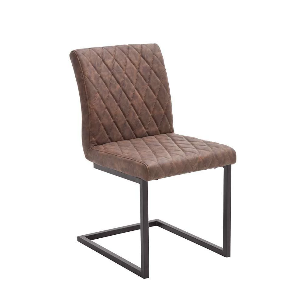 Freischwingerstuhl Mit Vintage Kunstleder Braun Craig & Eisen Schwarz (4er Set)