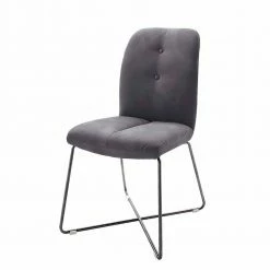 Gepolsterte Kunstlederstühle In Grau Kopenhagen Mit Edelstahl Anthrazit (2er Set)