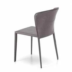 Gepolsterter Stuhl In Dunkelgrau - Baika (2er Set) -Malott-Shop gepolsterter stuhl in dunkelgrau aus kunstleder metall baika 02