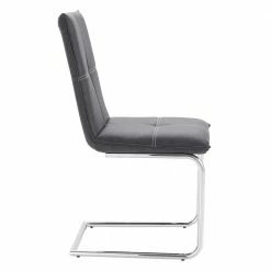 Grauer Kunstleder Schwingstuhl Mit Kontrastnähten - Dustins (2er Set) -Malott-Shop grauer kunstleder schwingstuhl mit kontrastnaehten metallgestell chrom dustins 02