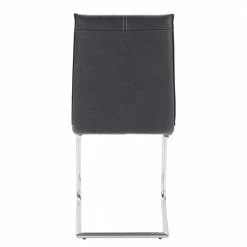 Grauer Kunstleder Schwingstuhl Mit Kontrastnähten - Dustins (2er Set) -Malott-Shop grauer kunstleder schwingstuhl mit kontrastnaehten metallgestell chrom dustins 03
