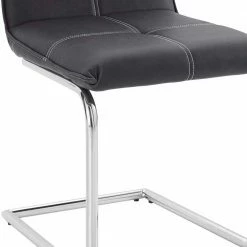 Grauer Kunstleder Schwingstuhl Mit Kontrastnähten - Dustins (2er Set) -Malott-Shop grauer kunstleder schwingstuhl mit kontrastnaehten metallgestell chrom dustins 05