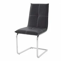 Grauer Kunstleder Schwingstuhl Mit Kontrastnähten - Dustins (2er Set)