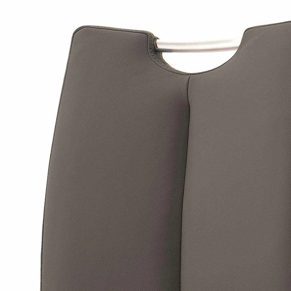 Grauer Lederstuhl Mit Edelstahl - Yetarra (2er Set) - Image 5