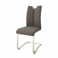 Grauer Lederstuhl Mit Edelstahl - Yetarra (2er Set)