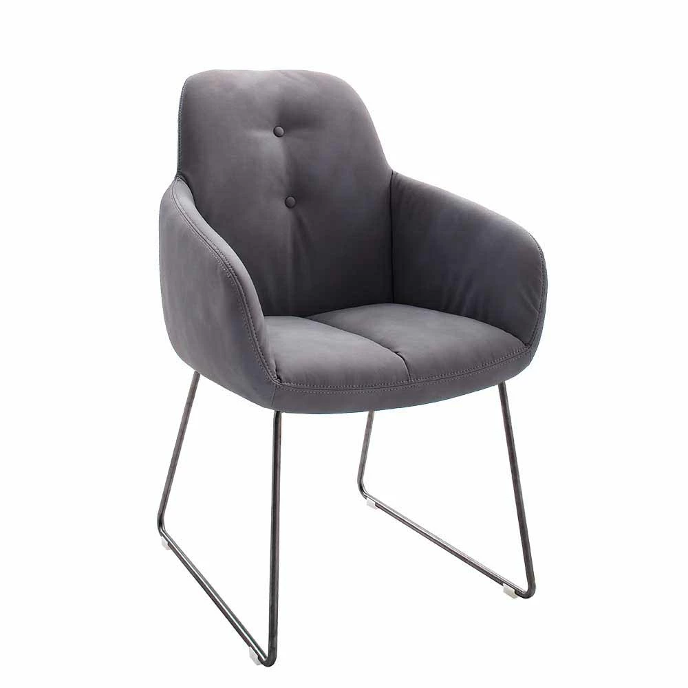 Grauer Polsterstuhl Mit Kunstlederbezug Stramas & Edelstahlgestell (2er Set) - Image 2
