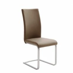 Hellbrauner Küchenstuhl Mit Schwinggestell Troja & Kunstleder Bezug (4er Set)