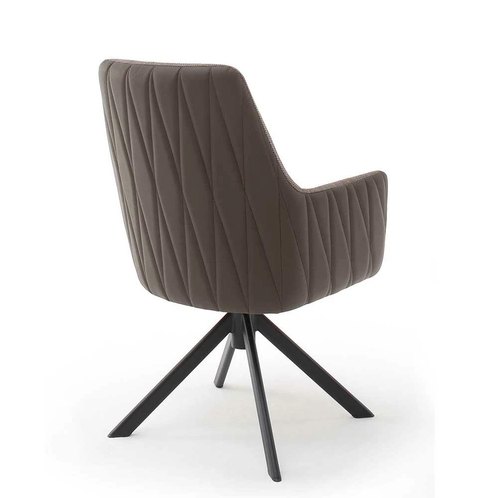 Hellbrauner Stuhl Aus Chenille & Kunstleder - Sorella (2er Set) - Image 3