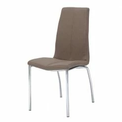 Hochlehner Stuhl In Kunstleder Braun Calls Mit Gestell Chrom (4er Set)